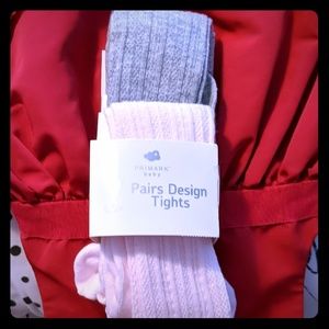 Brand New 2 Pair Tights - Grey & Pink sz 6-13M